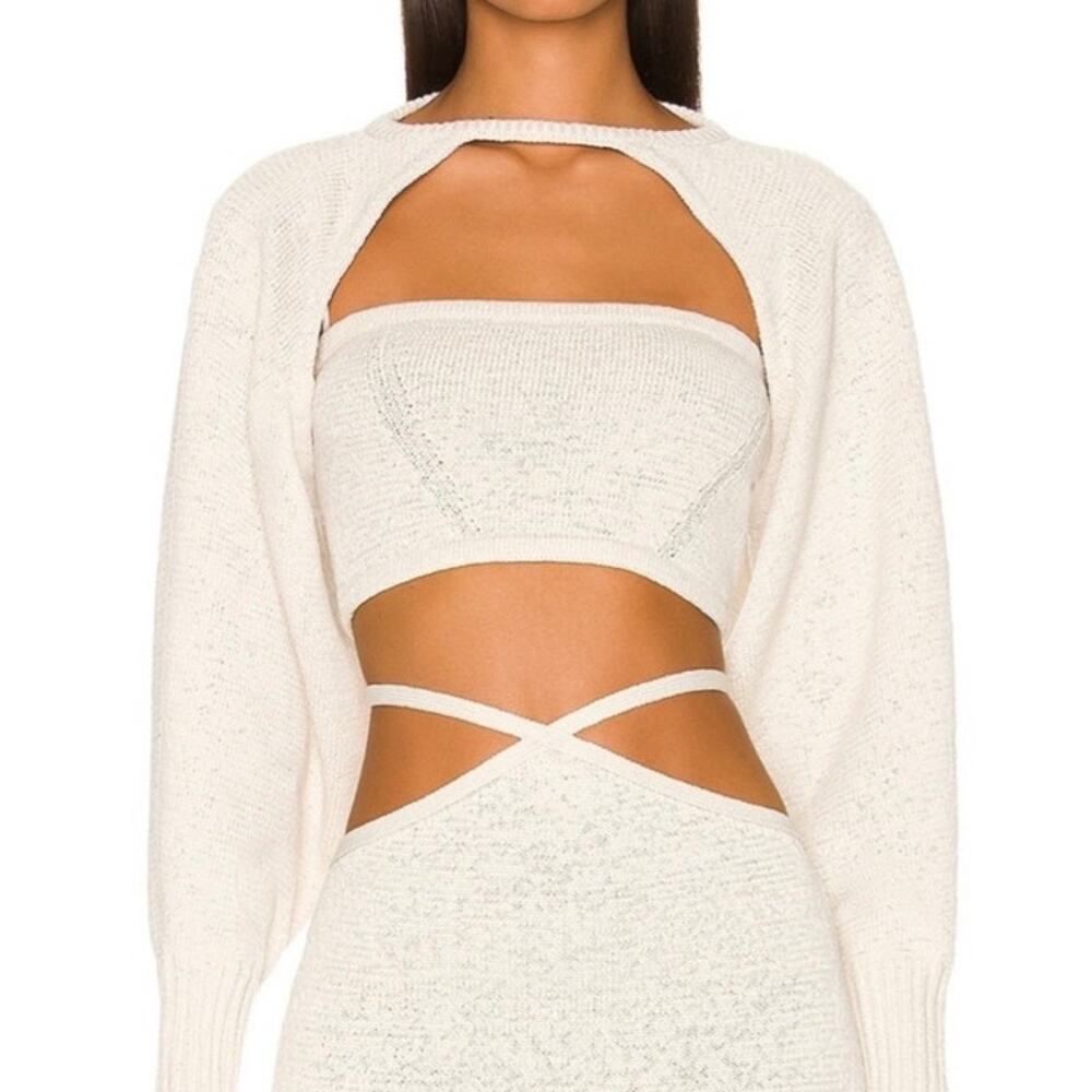Cult Gaia XS Sally Off White Knit Bandeau Shrug Top Set Cutout NWT Matching Set